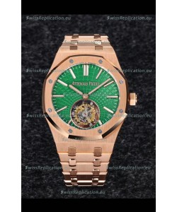 Audemars Piguet Royal Oak Flying Tourbillon 41mm in 904L Rose Gold with Green Dial