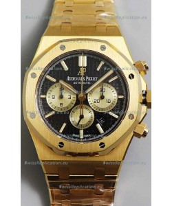 Audemars Piguet Royal Oak Chronograph Yellow Gold Black Dial Steel Strap Swiss Replica Watch