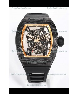 Richard Mille RM055 Black Carbon Casing 1:1 Mirror Replica Watch in Black Strap