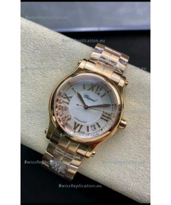 Chopard Happy Sport 1:1 Mirror Swiss Automatic Replica Watch 36MM in Rose Gold Casing White Dial
