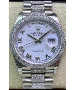 Rolex Day Date Presidential M128349RBR-0026 904L Steel 36MM - White Roman Dial 1:1 Mirror Quality