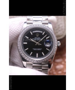 Rolex Day Date Presidential 904L Steel 40MM - Black Dial 1:1 Mirror Quality Watch