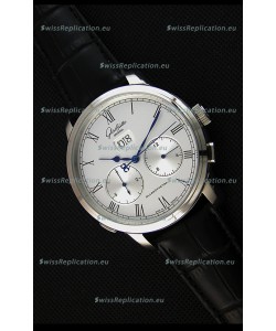 Glashuette Dual Sub Dial Japanese Replica Watch in White Dial
