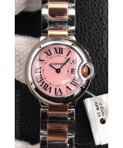 Ballon De Cartier Swiss Quartz 1:1 Mirror Quality 28MM in Two Tone Rose Gold Strap