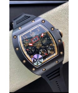 Richard Mille RM011 Felipe Massa 1:1 Mirror Quality One Piece Black Ceramic Rose Gold Watch 