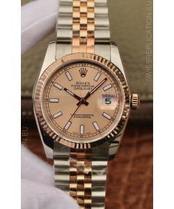 Rolex Datejust 36MM ETA-3135 Movement Swiss Replica in 904L Two Tone Brown Dial