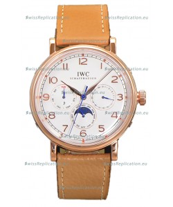 IWC Portofino Perpetual Calendar IW3446 Rose Gold White Dial Swiss Replica Watch 
