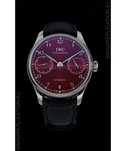 IWC Portugieser Swiss IW500714 1:1 Mirror 904L Steel Watch Burgundy Dial Watch 