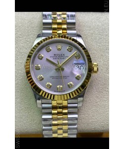 Rolex Datejust 31MM ETA-2671 Movement Swiss Replica in 904L Steel in Silver Dial Yellow Gold 