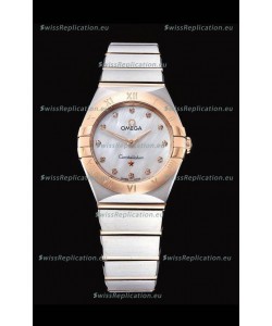 Omega Constellation Ladies Swiss Quartz 1:1 Mirror Replica - Two Tone Casing in White Pearl Dial