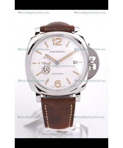 Panerai Luminor DUE PAM1046 White Dial 42MM 1:1 Mirror Quality - 904L Steel in Leather Strap 