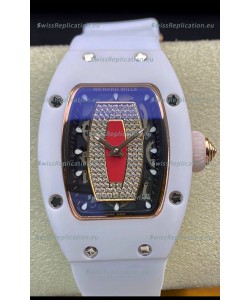 Richard Mille RM-07-01 Diamonds Dial White Ceramic Ladies 1:1 Swiss Replica Watch 