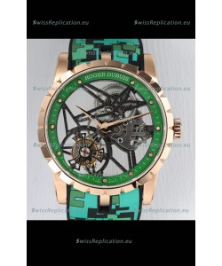 Roger Dubuis Excalibur Spider Flying Tourbillon Skeleton Rose Gold Casing 42MM 1:1 Mirror Swiss Watch