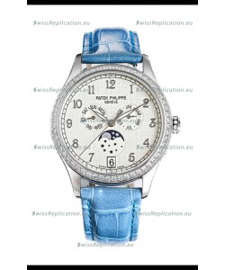 Patek Philippe Complications 4948G Annual Calendar Moonphase White Dial White Gold Swiss Replica 