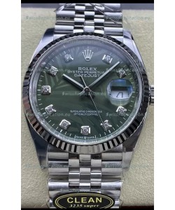 Rolex Datejust Cal.3235 Movement 1:1 Mirror Replica 904L Steel 36MM - Green Palm Motif Dial