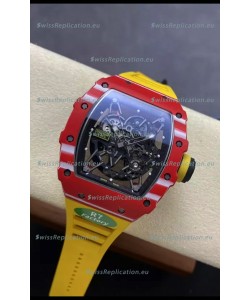 Richard Mille RM35-02 Rafael Nadal Red Carbon Yellow Strap with Genuine Tourbillon Super Clone Watch