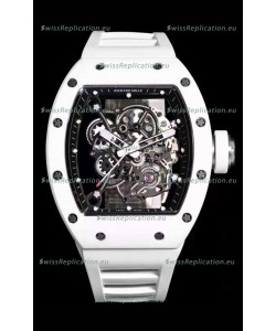 Richard Mille RM055 White Ceramic Casing 1:1 Mirror Replica Watch in White Strap