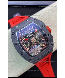 Richard Mille RM011 Felipe Massa 1:1 Mirror Black Forged Carbon Case Red Strap