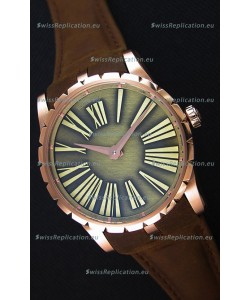 Roger Dubuis Excalibur Steel Case Green Dial Swiss Replica Watch