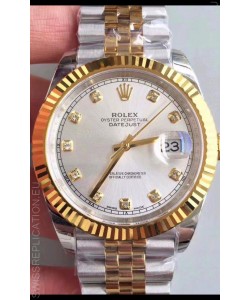 Rolex Datejust 41MM Cal.3135 Movement Swiss Replica Watch in 904L Steel Two Tone Casing Gold Dial