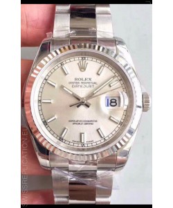 Rolex Datejust 36MM Cal.3135 Movement Swiss Replica Watch in 904L Steel / Steel Dial