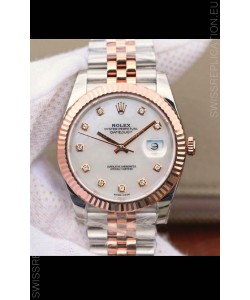 Rolex Datejust 41MM Cal.3135 Movement Swiss Replica Watch in 904L Steel Two Tone Pearl Dial