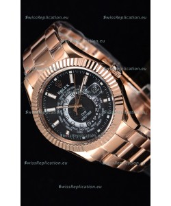 Rolex SkyDweller Swiss Watch in 18K Rose Gold Case - DIW Edition Black Dial 