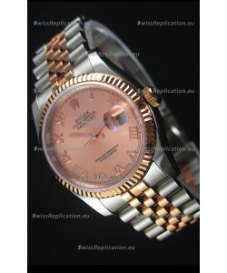 Rolex Datejust Replica Watch Rose Gold with Roman Dial in 36MM with 3135 Swiss Movement 