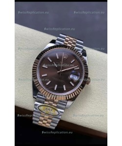 Rolex Datejust 126331 41MM ETA3235 72 Hours Power Brown Dial Jubilee 1:1 Mirror Replica in Rose Gold 904L Steel
