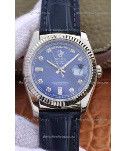 Rolex Day Date 904L Steel Casing Watch in Blue Dial 36MM - 1:1 Mirror Quality 