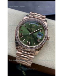Rolex Day Date Presidential 18K Rose Gold Watch 40MM - Olive Green Dial 1:1 Mirror Quality
