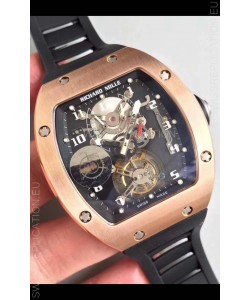 Richard Mille RM001 Genuine Tourbillon Swiss Replica Watch in Rose Gold Casing