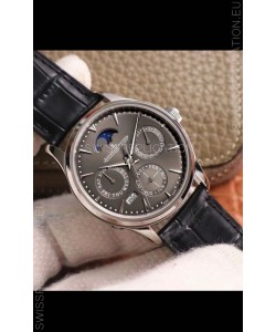 Jaeger LeCoultre Master Ultra-Thin Perpetual Calendar Grey Dial Swiss Replica Watch 