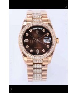 Rolex Day Date Presidential Rose Gold Watch 36MM - Brown Dial 1:1 Mirror Quality Watch