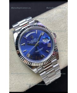 Rolex Day Date M228206-0015 904L Steel 40MM - Blue Dial 1:1 Mirror Replica