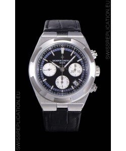 Vacheron Constantin Overseas Chronograph Black Dial Swiss Replica Watch - Leather Strap