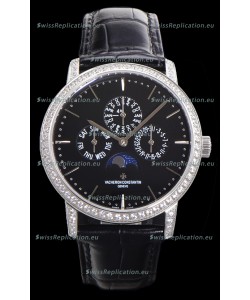 Vacheron Constantin Patrimony Perpetual Calendar Ultra-Thin White Gold Black Dial Swiss Replica