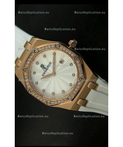 Audemars Piguet Royal Oak Ladies Quartz Replica Watch in Pink Gold Case