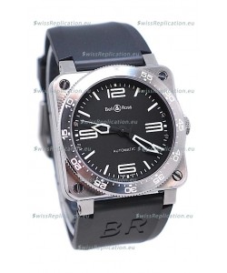 Bell and Ross BR 03 Type Aviation Brushed Steel Swiss Automatic Watch in Black Dial