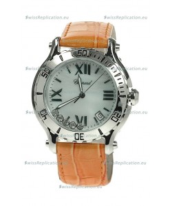 Chopard Happy Sport Diamonds Edition Replica Watch in White Pearl Dial