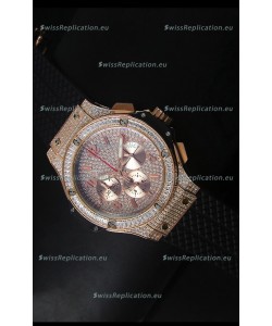 Hublot Big Bang Rose Gold Watch Quartz Movement in Black Strap
