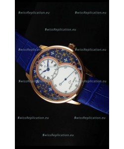 Jaquet Droz Grande Seconde Watch Rose Gold Blue Grand Feu paillonné-enameled Dial