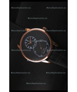 Jaquet Droz Grande Seconde Black Enamel Stainless Rose Gold Case in Black Dial