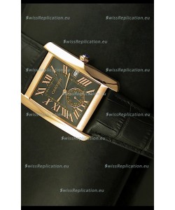 Cartier Tank Anglaise Japanese Replica Watch 34MM - Black Dial Pink Gold 