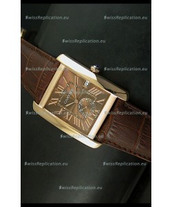 Cartier Tank Anglaise Japanese Replica Watch 34MM - Brown Dial Pink Gold