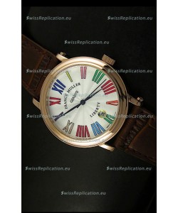 Franck Muller Master of Complications Liberty Japanese Replica Watch in Pink Gold Case