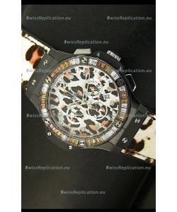 Hublot Big Bang White Zebra Bang Edition in Black PVD Case 34MM Watch