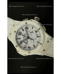 Hublot Big Bang White Ceramic Case Watch in Quartz Movement