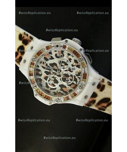 Hublot Big Bang White Zebra Bang Edition in White PVD Case 34MM Watch