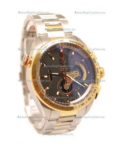 Tag Heuer Grand Carrera Calibre 36 Japanese Replica Two Tone Gold Watch in Black Dial